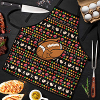 Merry Christmas Turkey Football Apron Fall Leaves Pattern for Game Day Fans - Wonder Print Shop
