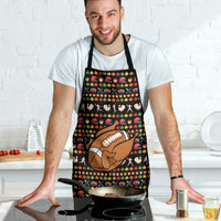 Merry Christmas Turkey Football Apron Fall Leaves Pattern for Game Day Fans - Wonder Print Shop