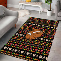 Merry Christmas Turkey Football Area Rug Fall Leaves Pattern for Game Day Fans - Wonder Print Shop