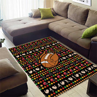Merry Christmas Turkey Football Area Rug Fall Leaves Pattern for Game Day Fans - Wonder Print Shop