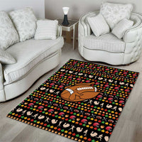 Merry Christmas Turkey Football Area Rug Fall Leaves Pattern for Game Day Fans - Wonder Print Shop