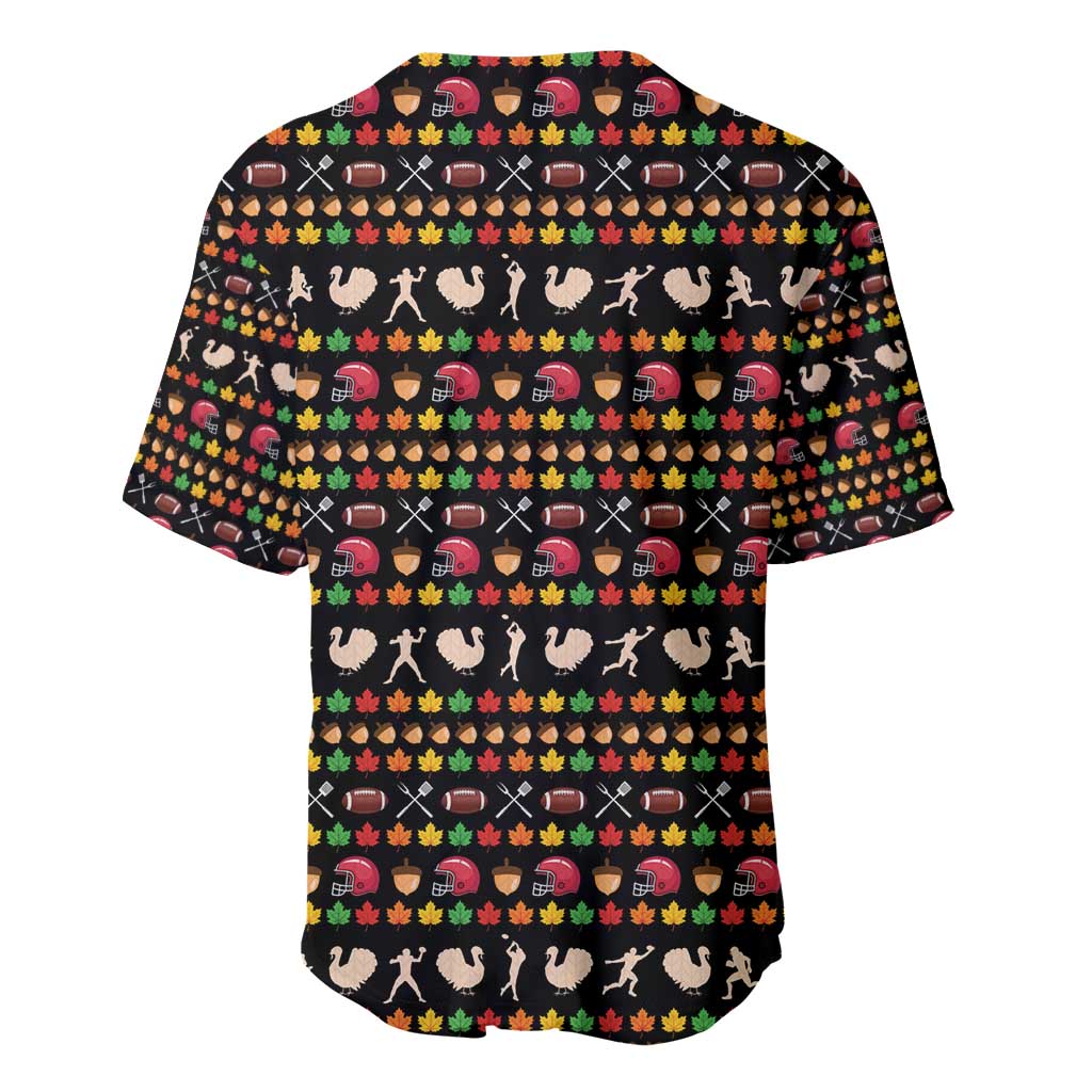 Merry Christmas Turkey Football Baseball Jersey Fall Leaves Pattern for Game Day Fans - Wonder Print Shop