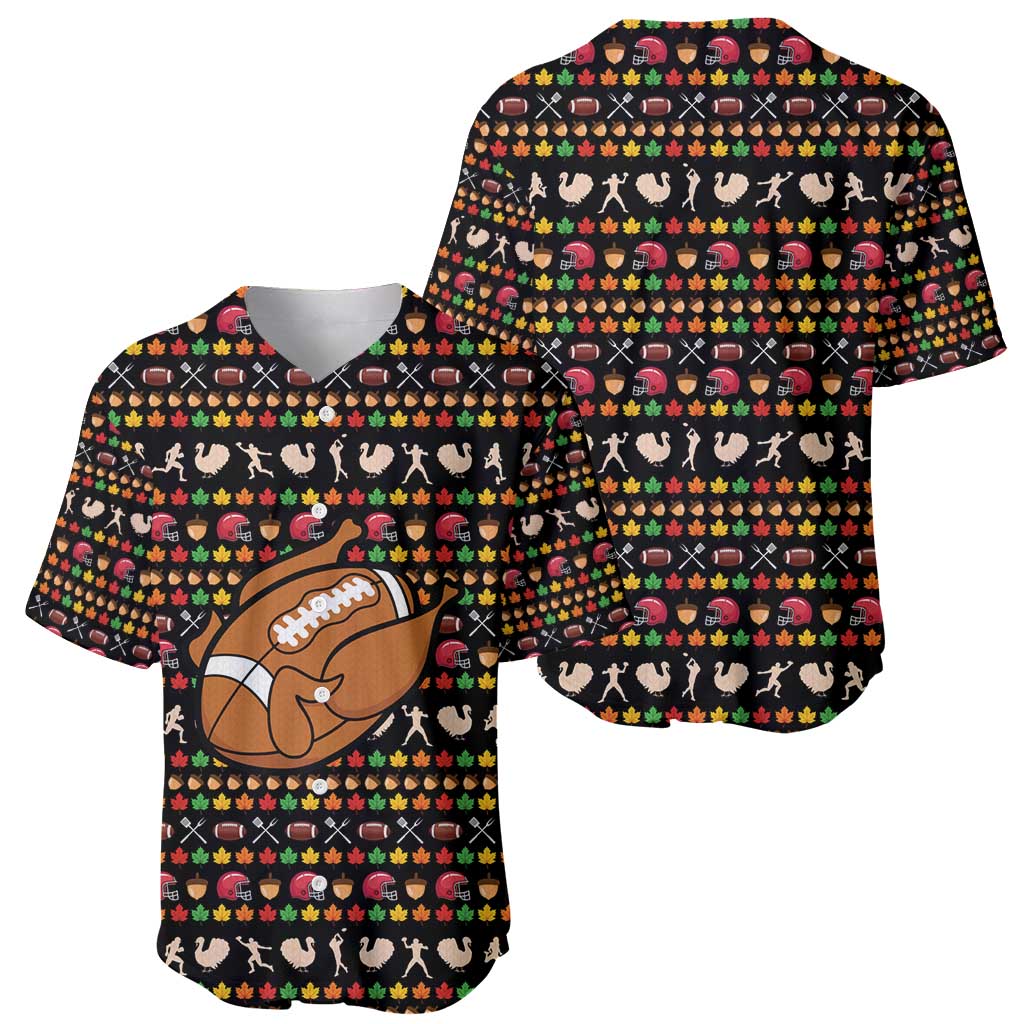 Merry Christmas Turkey Football Baseball Jersey Fall Leaves Pattern for Game Day Fans - Wonder Print Shop