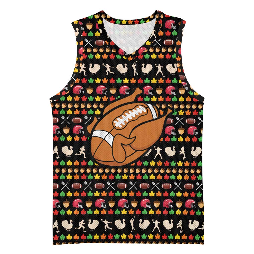 Merry Christmas Turkey Football Basketball Jersey Fall Leaves Pattern for Game Day Fans - Wonder Print Shop