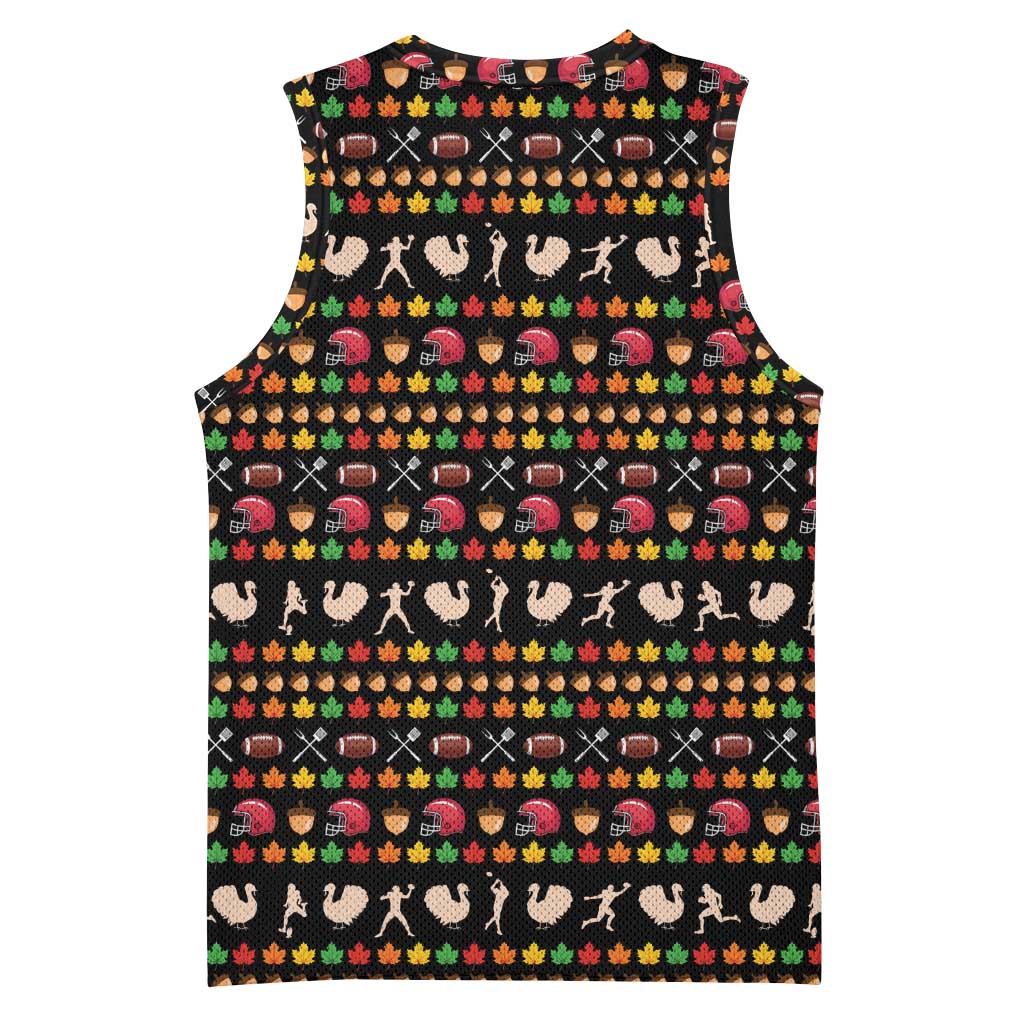 Merry Christmas Turkey Football Basketball Jersey Fall Leaves Pattern for Game Day Fans - Wonder Print Shop