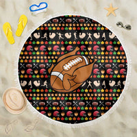 Merry Christmas Turkey Football Beach Blanket Fall Leaves Pattern for Game Day Fans - Wonder Print Shop