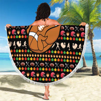 Merry Christmas Turkey Football Beach Blanket Fall Leaves Pattern for Game Day Fans - Wonder Print Shop