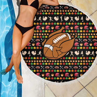Merry Christmas Turkey Football Beach Blanket Fall Leaves Pattern for Game Day Fans - Wonder Print Shop