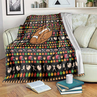 Merry Christmas Turkey Football Blanket Fall Leaves Pattern for Game Day Fans - Wonder Print Shop
