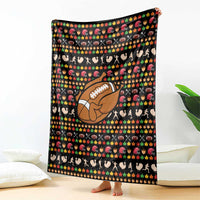 Merry Christmas Turkey Football Blanket Fall Leaves Pattern for Game Day Fans - Wonder Print Shop