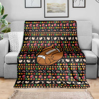 Merry Christmas Turkey Football Blanket Fall Leaves Pattern for Game Day Fans - Wonder Print Shop