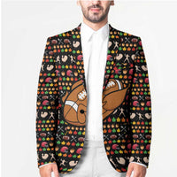 Merry Christmas Turkey Football Blazer Fall Leaves Pattern for Game Day Fans - Wonder Print Shop