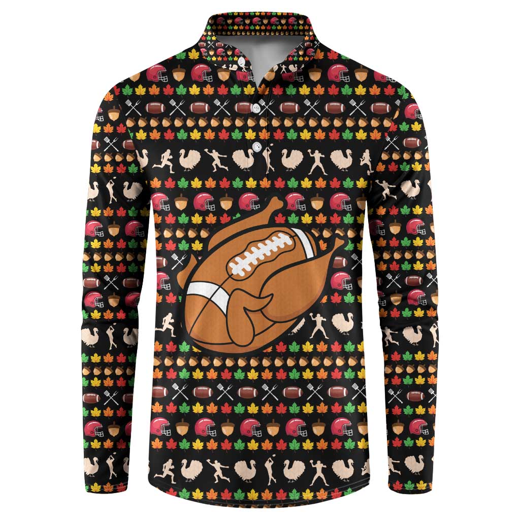 Merry Christmas Turkey Football Button Sweatshirt Fall Leaves Pattern for Game Day Fans - Wonder Print Shop
