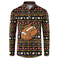 Merry Christmas Turkey Football Button Sweatshirt Fall Leaves Pattern for Game Day Fans - Wonder Print Shop