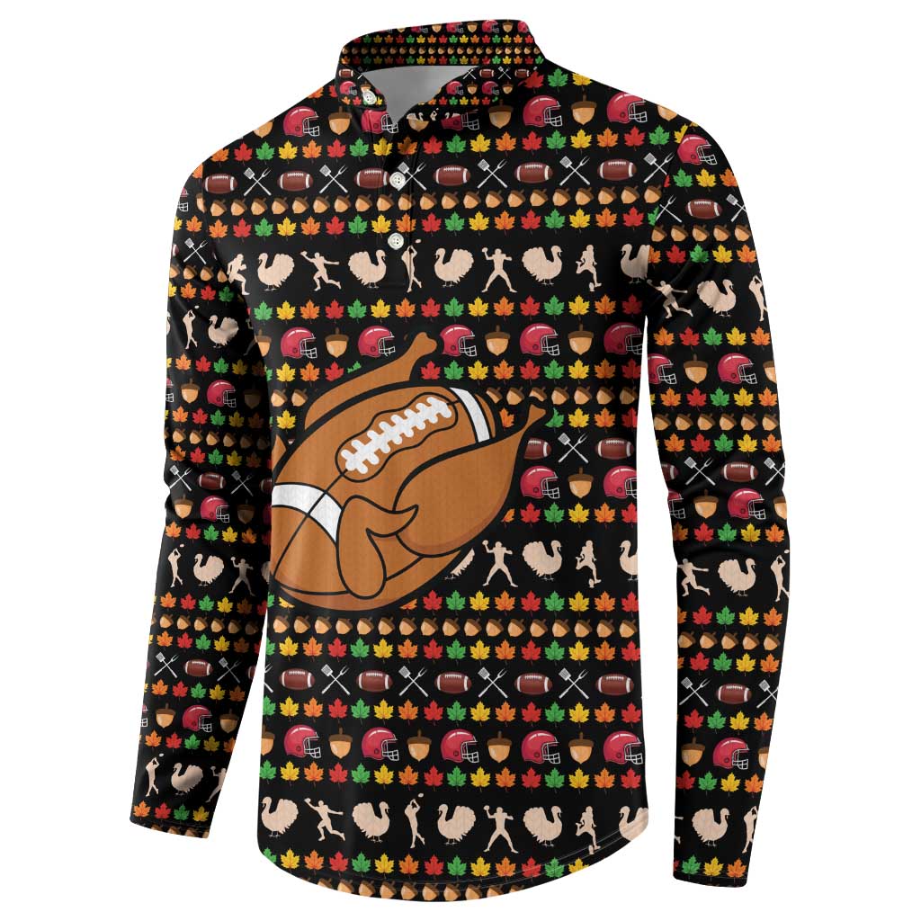 Merry Christmas Turkey Football Button Sweatshirt Fall Leaves Pattern for Game Day Fans - Wonder Print Shop