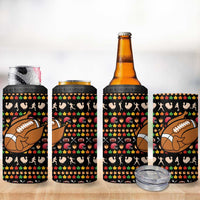 Merry Christmas Turkey Football 4 in 1 Can Cooler Tumbler Fall Leaves Pattern for Game Day Fans - Wonder Print Shop