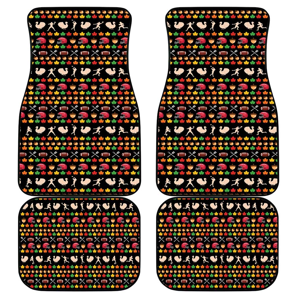 Merry Christmas Turkey Football Car Mats Fall Leaves Pattern for Game Day Fans - Wonder Print Shop
