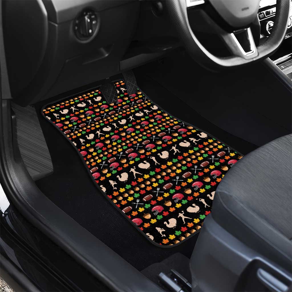Merry Christmas Turkey Football Car Mats Fall Leaves Pattern for Game Day Fans - Wonder Print Shop