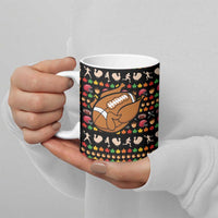 Merry Christmas Turkey Football Ceramic Mug Fall Leaves Pattern for Game Day Fans - Wonder Print Shop
