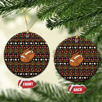 Merry Christmas Turkey Football Ceramic Ornament Fall Leaves Pattern for Game Day Fans - Wonder Print Shop