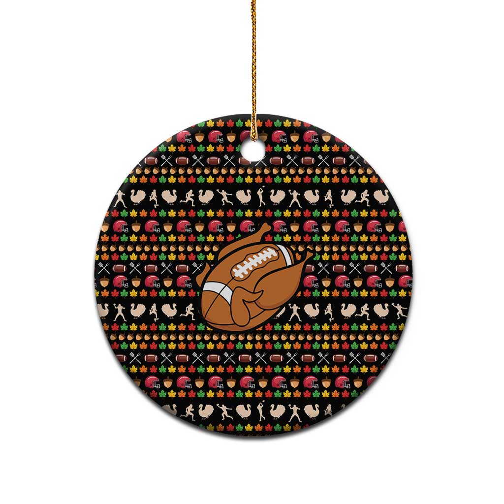 Merry Christmas Turkey Football Ceramic Ornament Fall Leaves Pattern for Game Day Fans - Wonder Print Shop