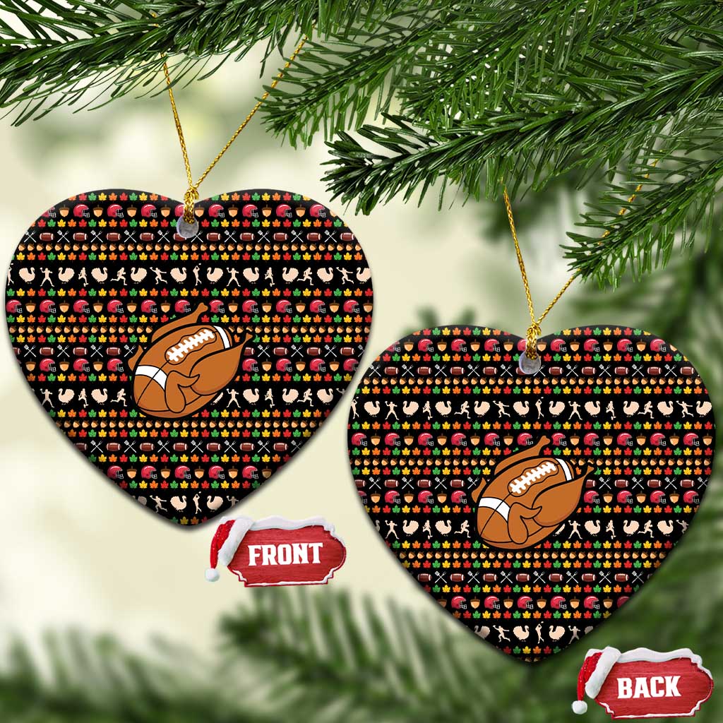 Merry Christmas Turkey Football Ceramic Ornament Fall Leaves Pattern for Game Day Fans - Wonder Print Shop