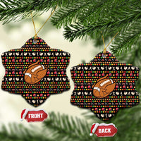 Merry Christmas Turkey Football Ceramic Ornament Fall Leaves Pattern for Game Day Fans - Wonder Print Shop