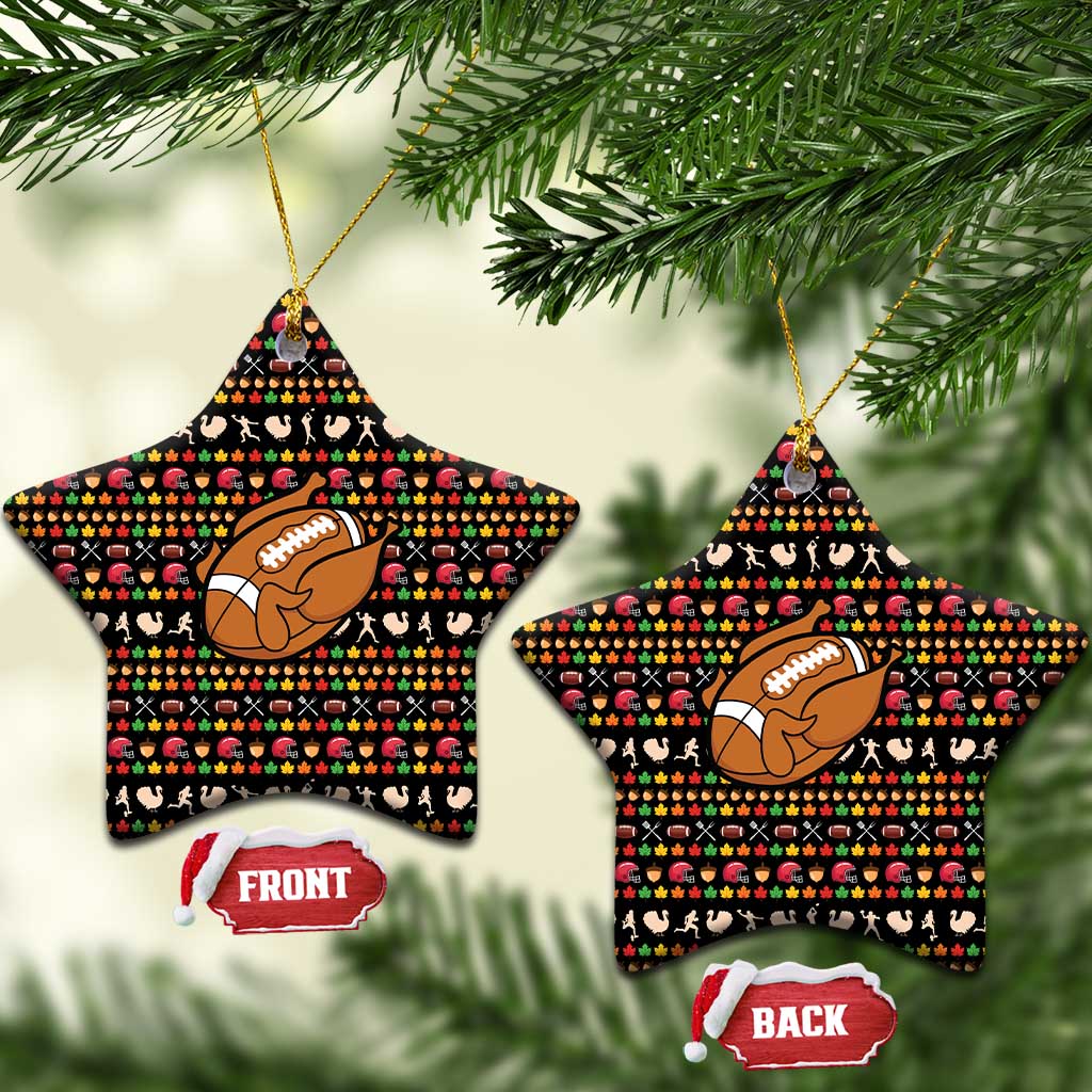 Merry Christmas Turkey Football Ceramic Ornament Fall Leaves Pattern for Game Day Fans - Wonder Print Shop