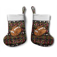 Merry Christmas Turkey Football Christmas Stocking Fall Leaves Pattern for Game Day Fans - Wonder Print Shop