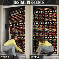 Merry Christmas Turkey Football Door Cover Fall Leaves Pattern for Game Day Fans - Wonder Print Shop