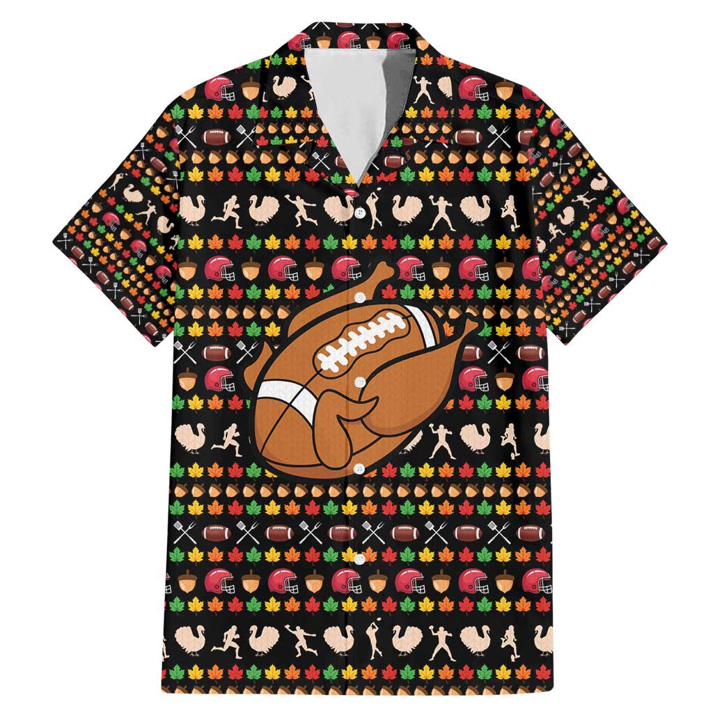 Merry Christmas Turkey Football Family Matching Mermaid Dress and Hawaiian Shirt Fall Leaves Pattern for Game Day Fans - Wonder Print Shop
