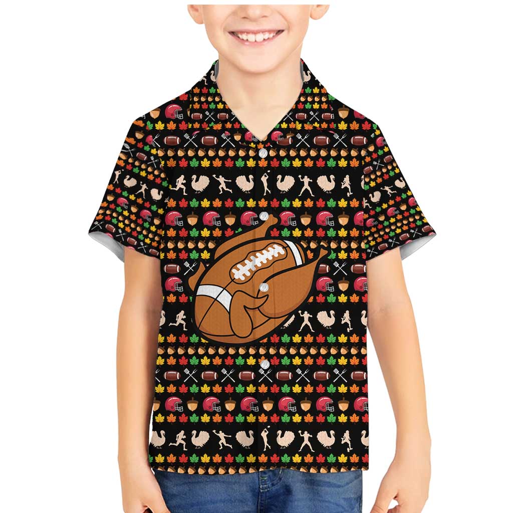 Merry Christmas Turkey Football Family Matching Mermaid Dress and Hawaiian Shirt Fall Leaves Pattern for Game Day Fans - Wonder Print Shop