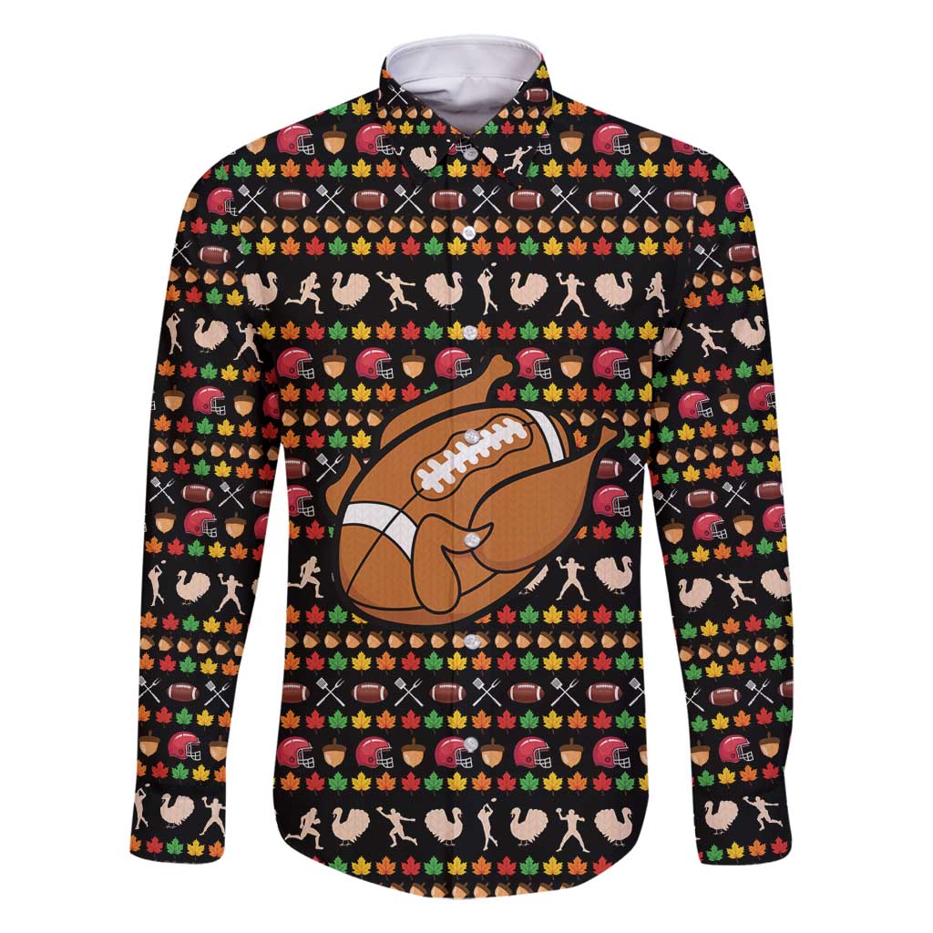 Merry Christmas Turkey Football Family Matching Off Shoulder Short Dress and Hawaiian Shirt Fall Leaves Pattern for Game Day Fans - Wonder Print Shop