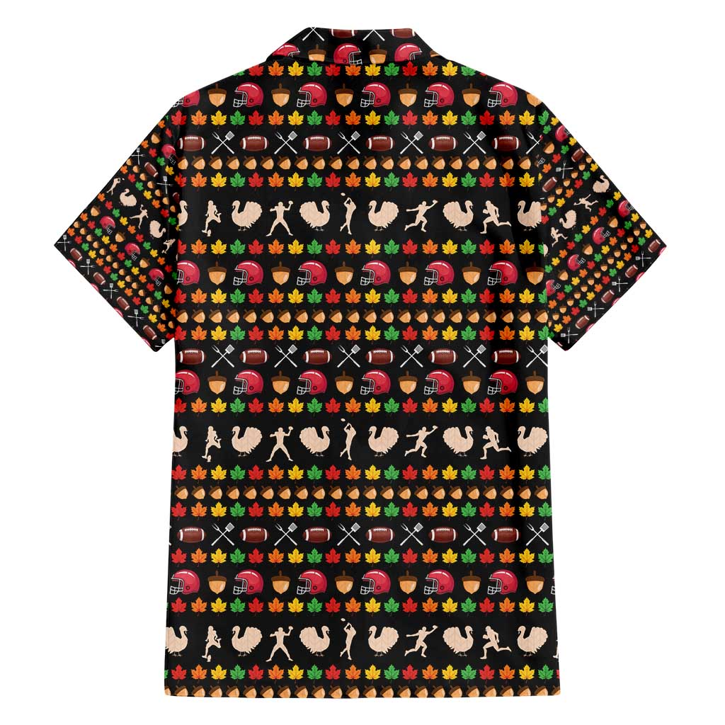 Merry Christmas Turkey Football Family Matching Short Sleeve Bodycon Dress and Hawaiian Shirt Fall Leaves Pattern for Game Day Fans - Wonder Print Shop