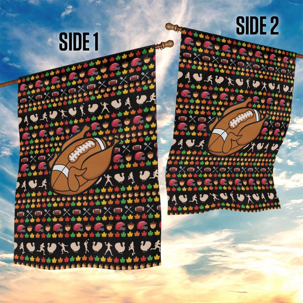 Merry Christmas Turkey Football Garden Flag Fall Leaves Pattern for Game Day Fans - Wonder Print Shop