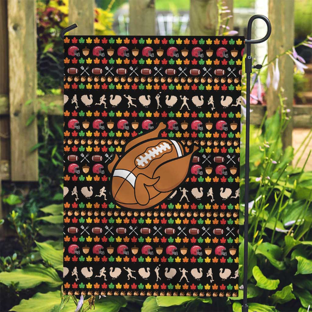 Merry Christmas Turkey Football Garden Flag Fall Leaves Pattern for Game Day Fans - Wonder Print Shop