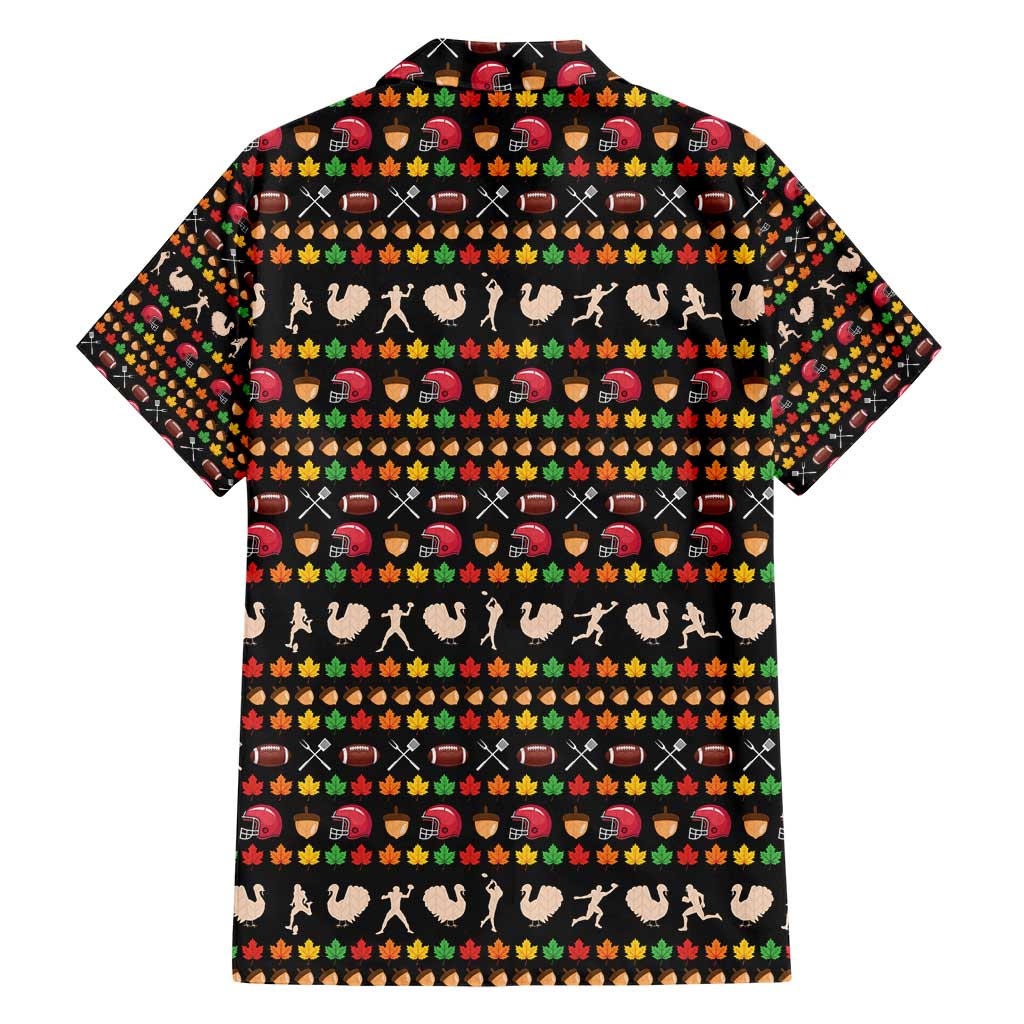 Merry Christmas Turkey Football Hawaiian Shirt Fall Leaves Pattern for Game Day Fans - Wonder Print Shop