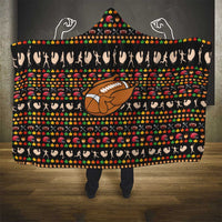 Merry Christmas Turkey Football Hooded Blanket Fall Leaves Pattern for Game Day Fans - Wonder Print Shop