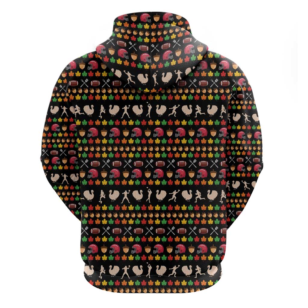 Merry Christmas Turkey Football Hoodie Fall Leaves Pattern for Game Day Fans - Wonder Print Shop
