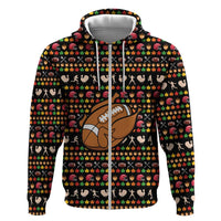 Merry Christmas Turkey Football Hoodie Fall Leaves Pattern for Game Day Fans - Wonder Print Shop