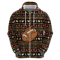 Merry Christmas Turkey Football Hoodie Fall Leaves Pattern for Game Day Fans - Wonder Print Shop