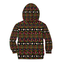 Merry Christmas Turkey Football Kid Hoodie Fall Leaves Pattern for Game Day Fans - Wonder Print Shop