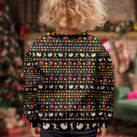 Merry Christmas Turkey Football Kid Ugly Christmas Sweater Fall Leaves Pattern for Game Day Fans - Wonder Print Shop