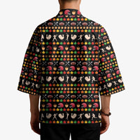 Merry Christmas Turkey Football Kimono Fall Leaves Pattern for Game Day Fans - Wonder Print Shop