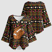 Merry Christmas Turkey Football Kimono Sleeve Blouse Fall Leaves Pattern for Game Day Fans - Wonder Print Shop