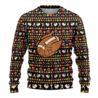 Merry Christmas Turkey Football Ugly Christmas Sweater Fall Leaves Pattern for Game Day Fans - Wonder Print Shop