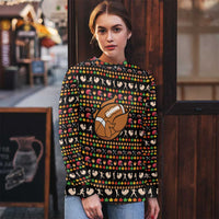 Merry Christmas Turkey Football Ugly Christmas Sweater Fall Leaves Pattern for Game Day Fans - Wonder Print Shop
