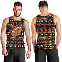 Merry Christmas Turkey Football Men Tank Top Fall Leaves Pattern for Game Day Fans - Wonder Print Shop