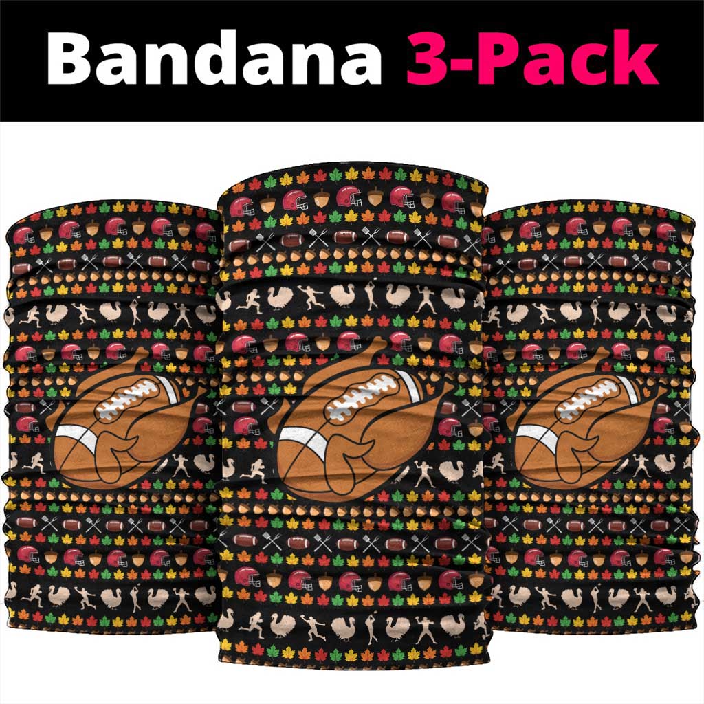 Merry Christmas Turkey Football Neck Gaiter Fall Leaves Pattern for Game Day Fans - Wonder Print Shop