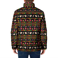 Merry Christmas Turkey Football Padded Jacket Fall Leaves Pattern for Game Day Fans - Wonder Print Shop